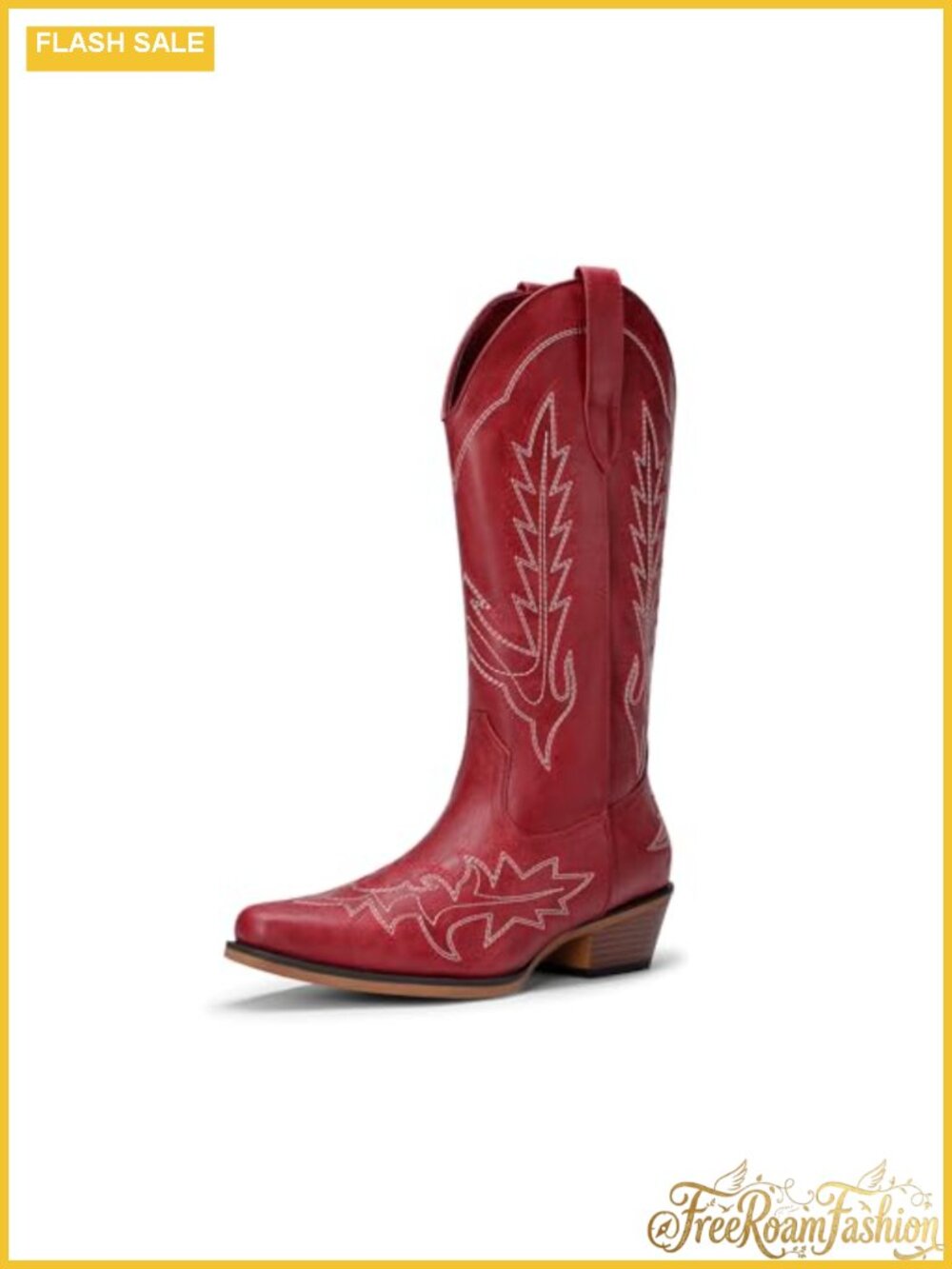 Women's Western Cowboy Mid Calf Boots Faux Leather